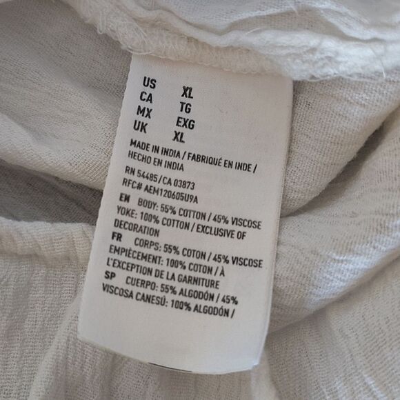 American Eagle 2015 White Crochet Lace Long Sleeve Button Up Shirt XL - Picture 12 of 13